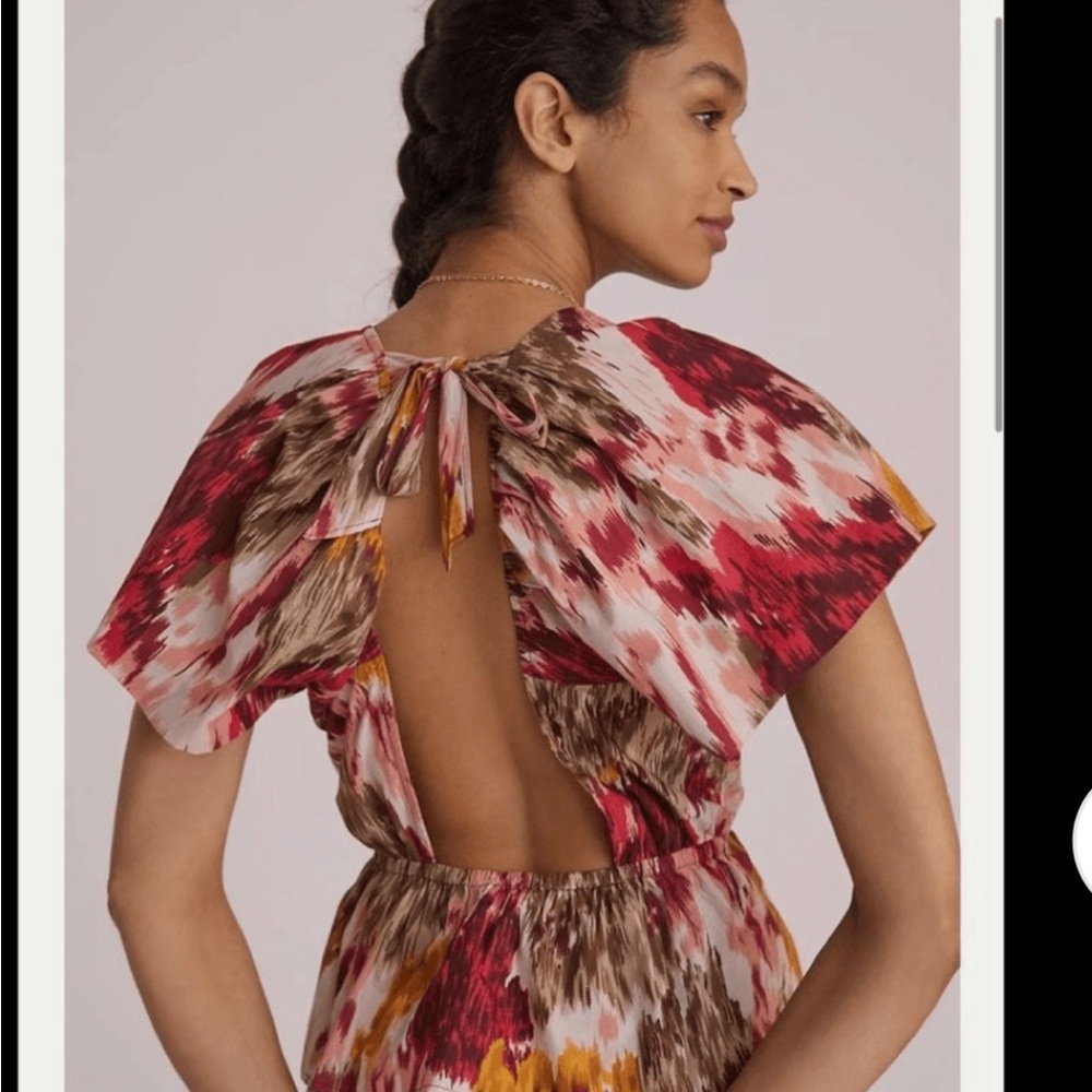 Anthropologie Love the Label Painterly open back vneck top - Picture 2 of 7